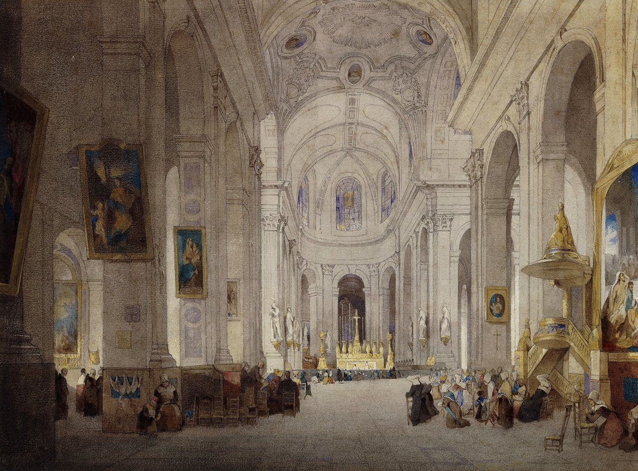Wnętrze kościoła św. Sulpicjusza, Paryż, autorstwa John Scarlett Davis