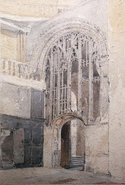 A Screen, Katedra w Norwich (ołówek i akwarela na papierze) autorstwa John Sell Cotman
