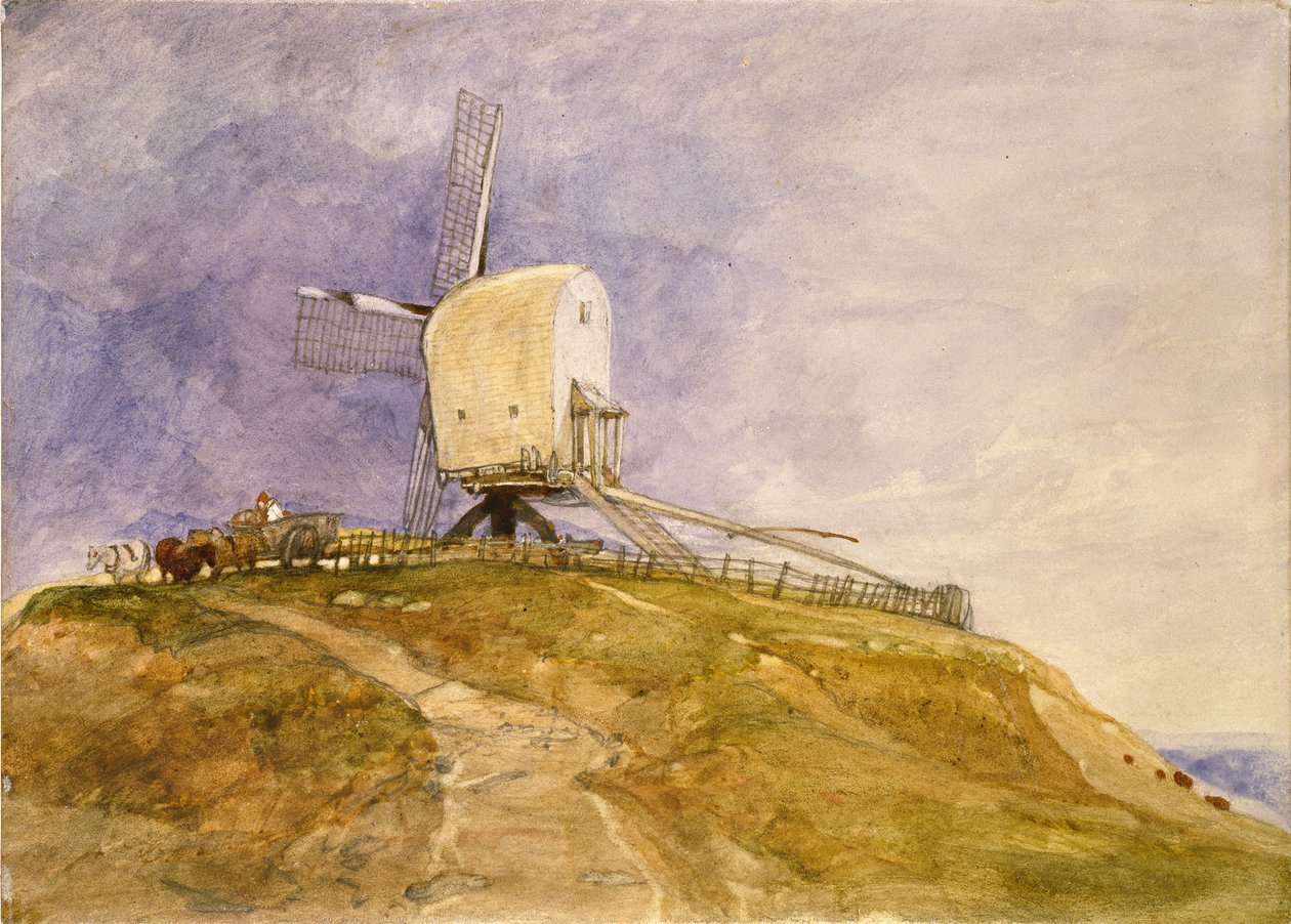 Wiatrak na wzgórzu w Oko, Suffolk, początek XIX wieku autorstwa John Sell Cotman