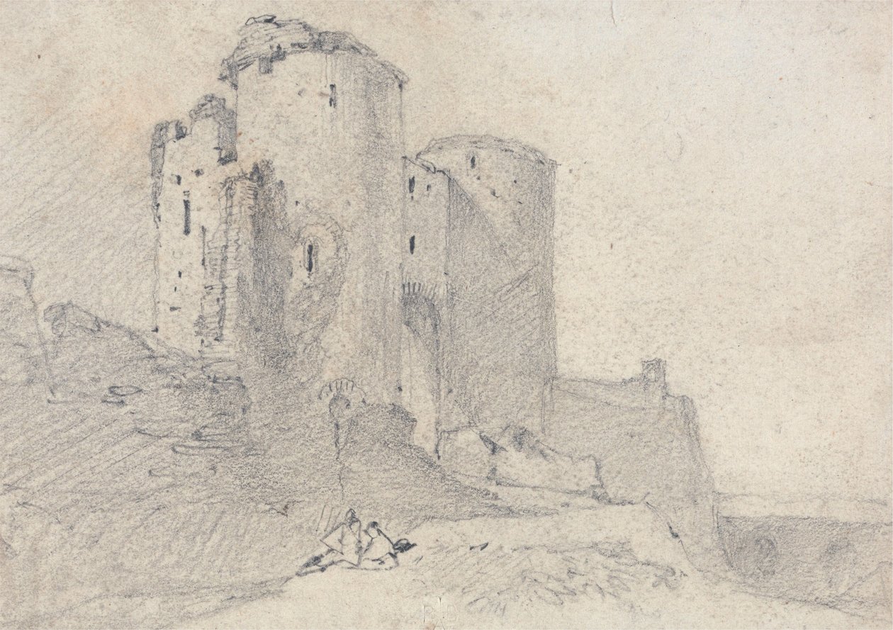 Zamek Beeston, Cheshire: wejście do zamku autorstwa John Sell Cotman