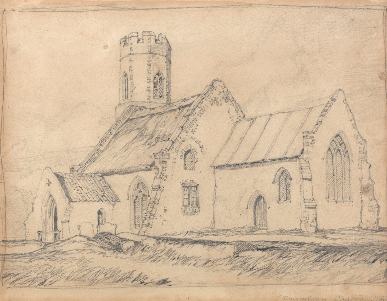 Brampton Church, Norfolk, od południowego wschodu autorstwa John Sell Cotman