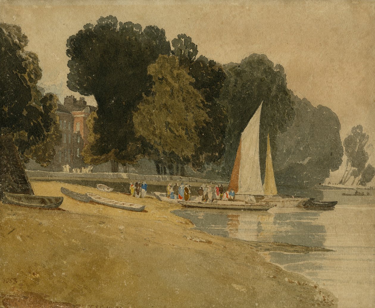 Cheyne Walk, Londyn, ok. 1809-10 (wc na papierze) autorstwa John Sell Cotman