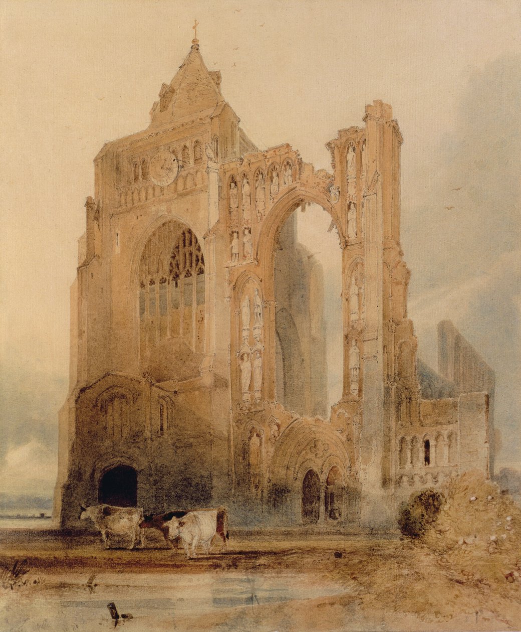 Opactwo Croyland, Crowland (akwarela na papierze) autorstwa John Sell Cotman