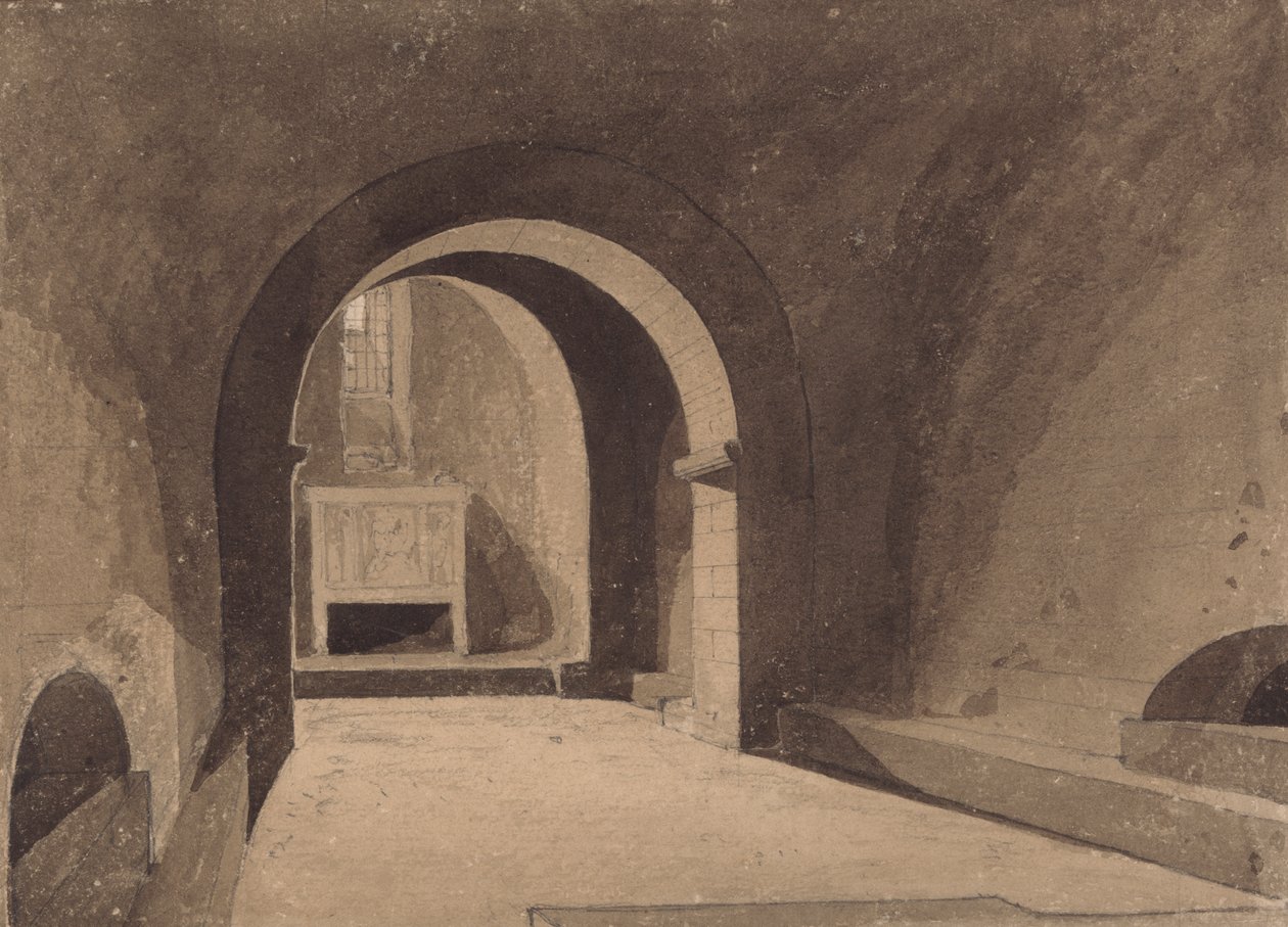 Krypta Saint Gervaise, Rouen, Normandia autorstwa John Sell Cotman