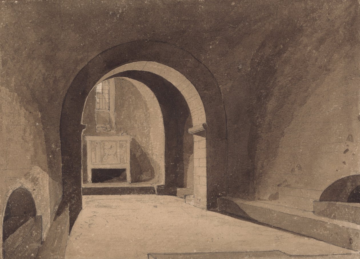 Krypta Saint Gervaise, Rouen, Normandia autorstwa John Sell Cotman