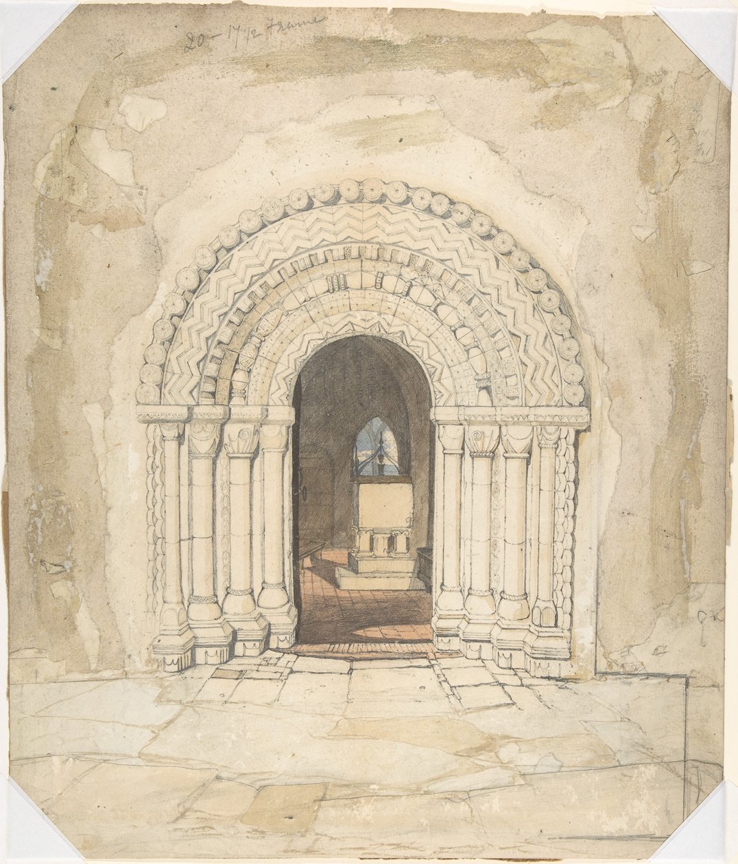 Wejście, kościół w Heckingham autorstwa John Sell Cotman