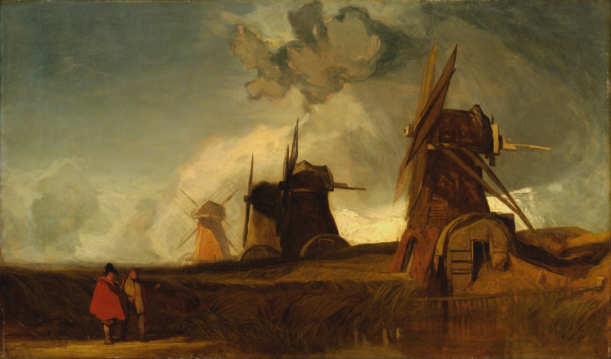 Młyny odwadniające w Fens, Croyland, Lincolnshire autorstwa John Sell Cotman