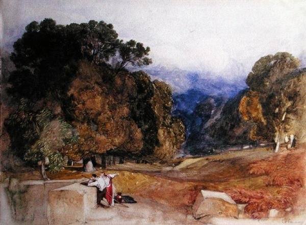 Figury w parku (ołówek i akwarela na papierze) autorstwa John Sell Cotman
