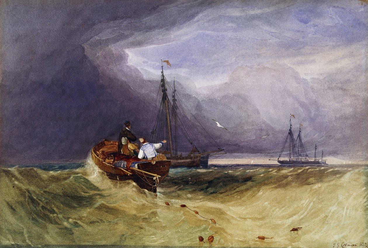 Łodzie rybackie poza Yarmouth, 1832 r autorstwa John Sell Cotman