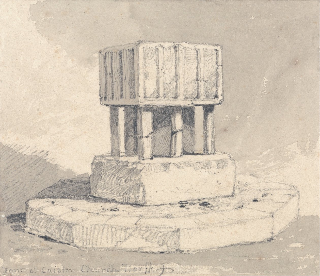 Czcionka w kościele Caister, Norfolk autorstwa John Sell Cotman