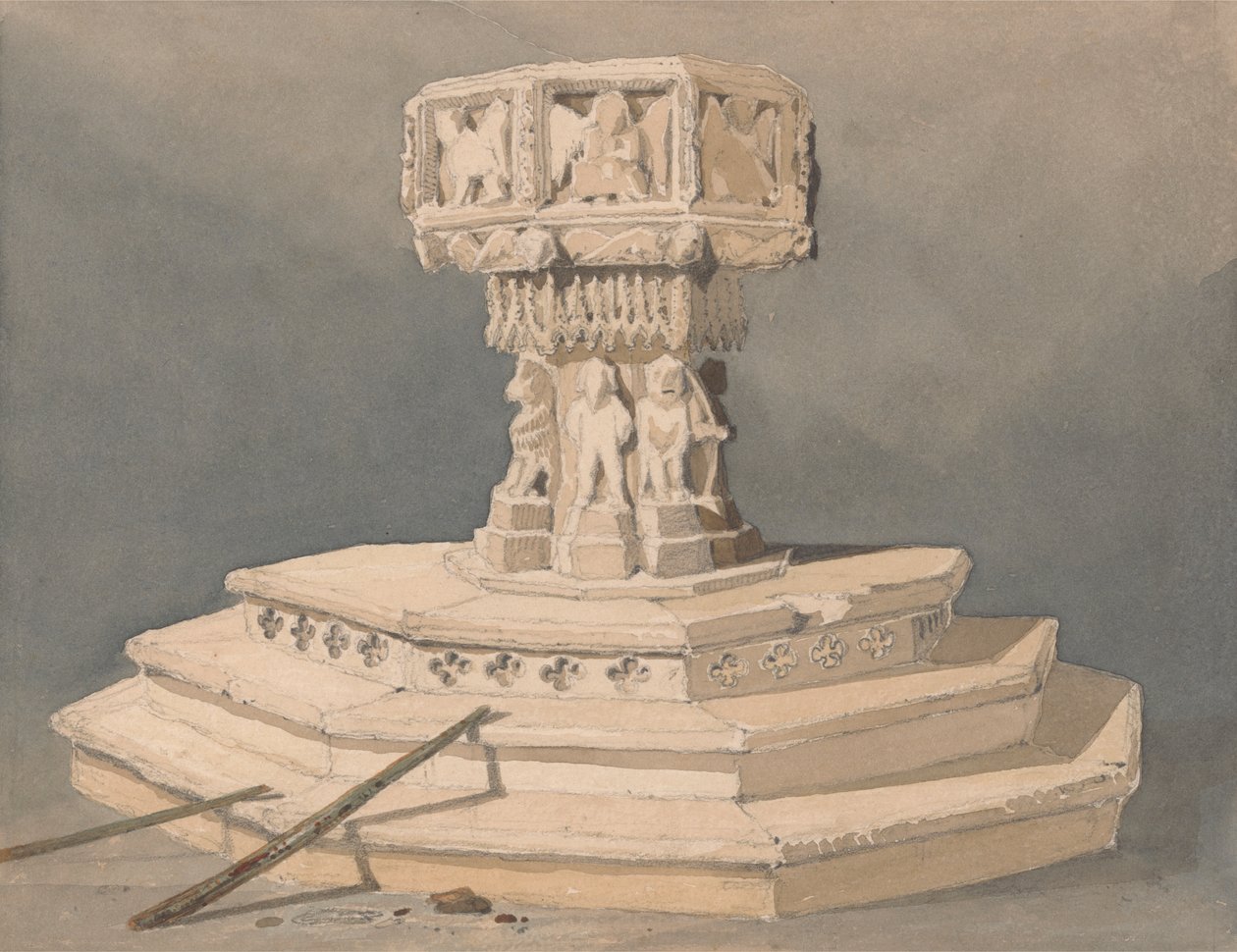 Czcionka w kościele Happisburgh w Norfolk autorstwa John Sell Cotman