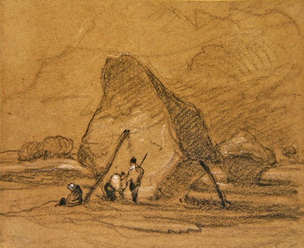 Stogi siana (czarna kreda wzmocniona bielą na papierze) autorstwa John Sell Cotman