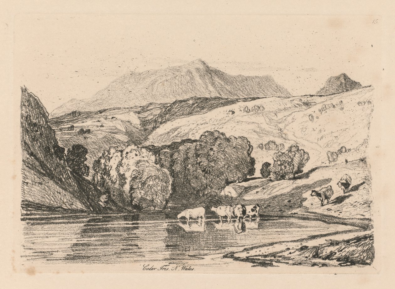 Księga Studiów: Płyta 15, Cader Iris, Północna Walia autorstwa John Sell Cotman