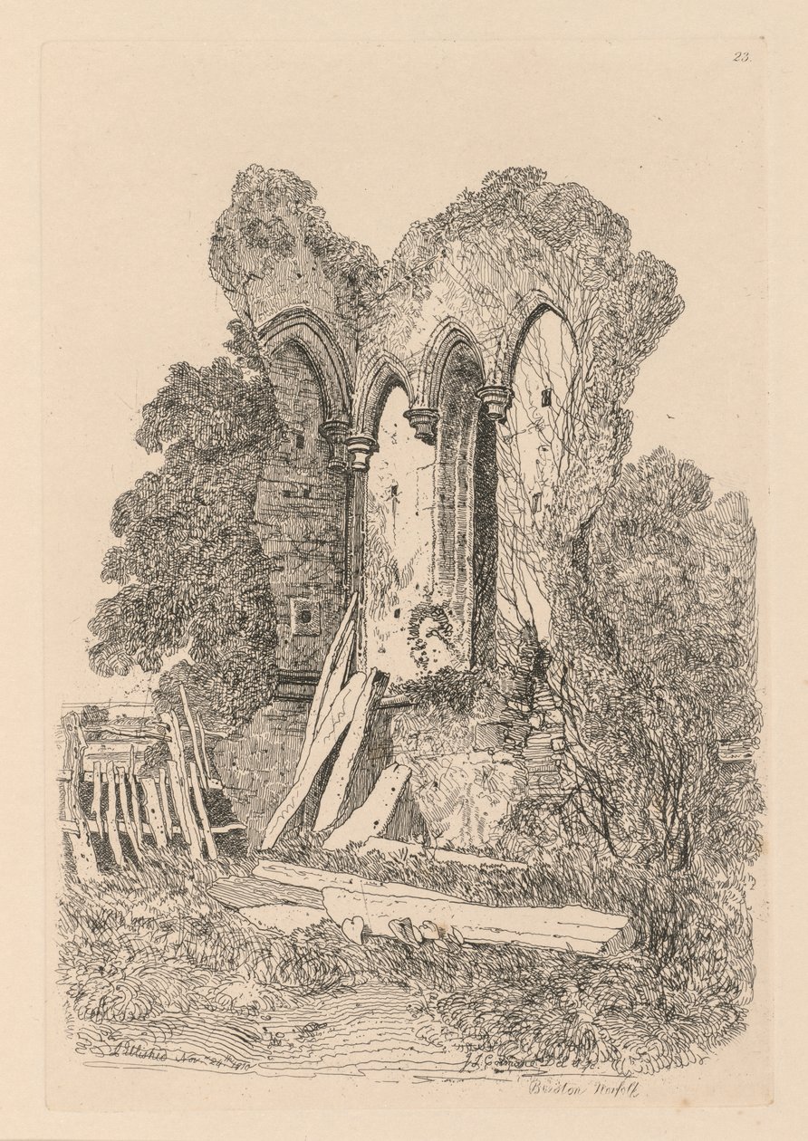 Book of Studies: Tablica 23, Ruiny w Beeston, Norfolk: No. 3 autorstwa John Sell Cotman