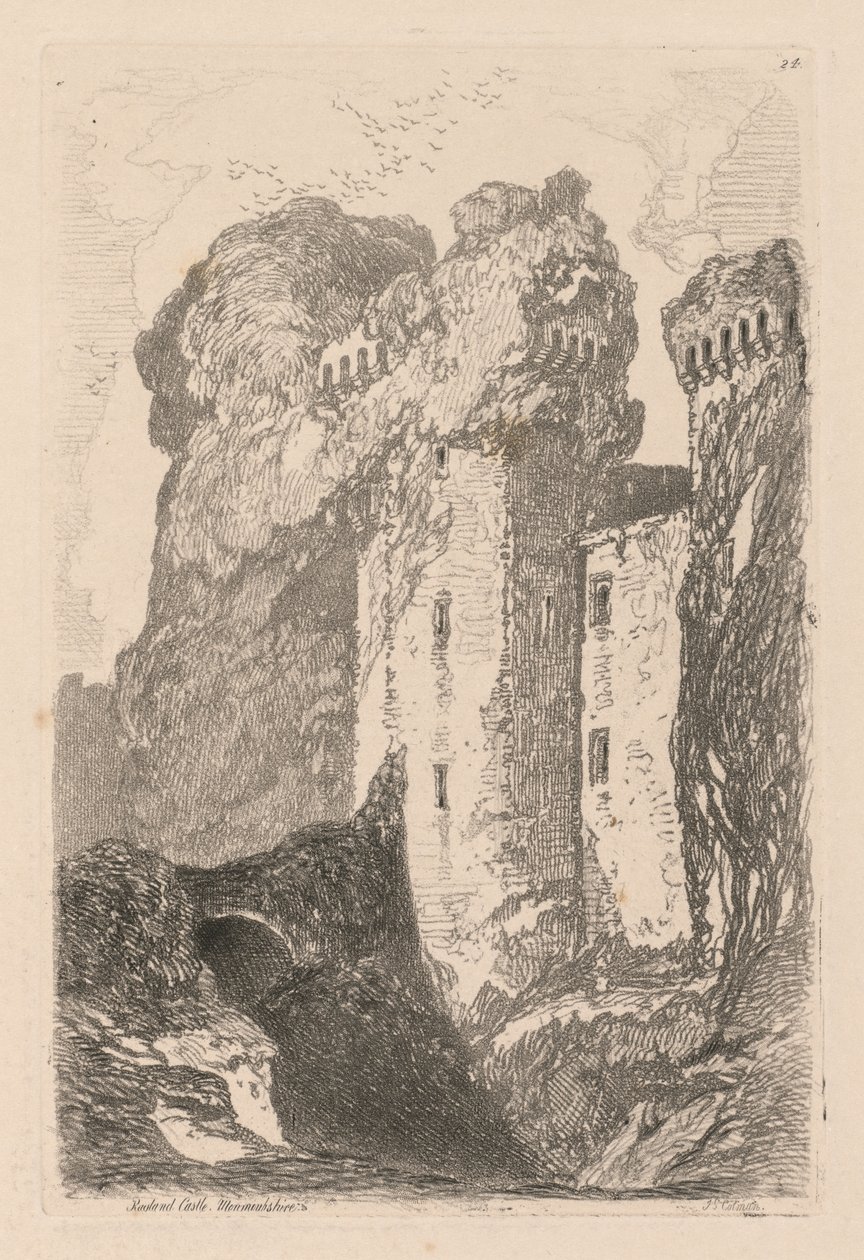 Liber Studiorum: Płyta 24, Zamek Ragland, Monmouthshire autorstwa John Sell Cotman