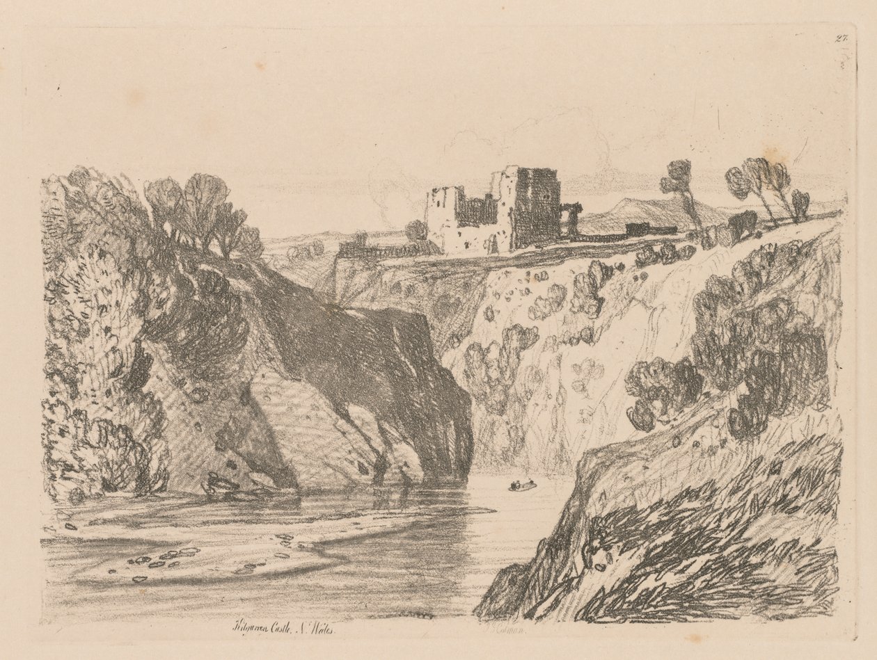 Liber Studiorum: Tablica 27, Zamek Kilgarren, Płn. Walia autorstwa John Sell Cotman