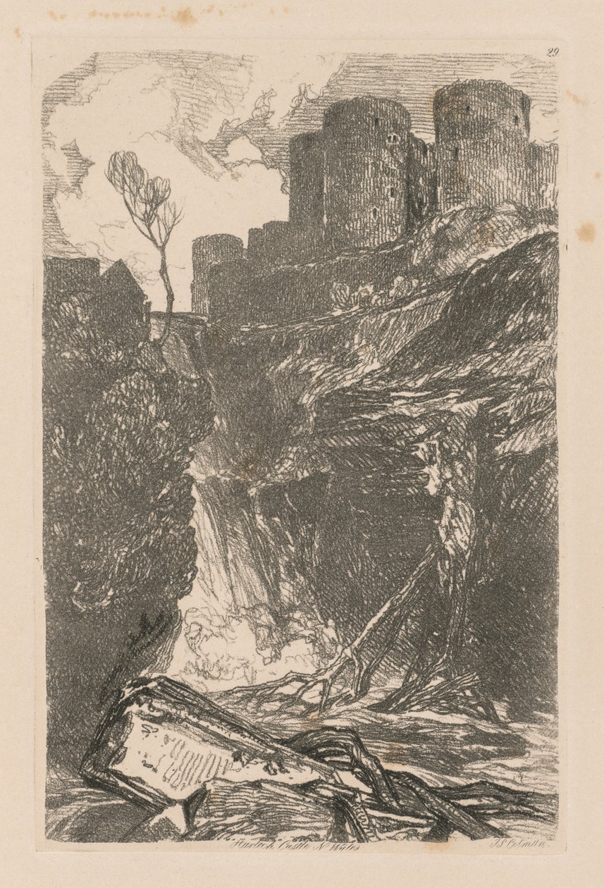 Liber Studiorum: Tablica 29, Zamek Harlech, Płn. Walia autorstwa John Sell Cotman