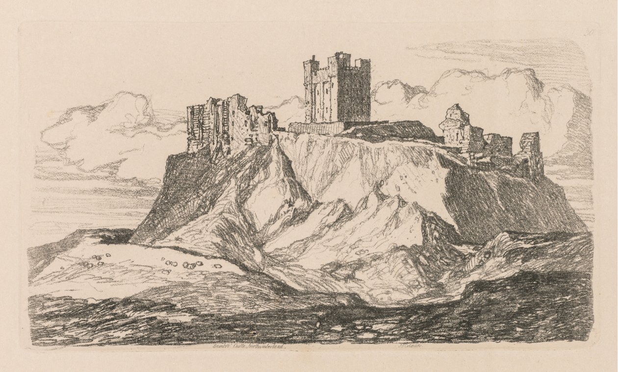 Księga Studiów: Tablica 30, Zamek Bambro, Northumberland autorstwa John Sell Cotman