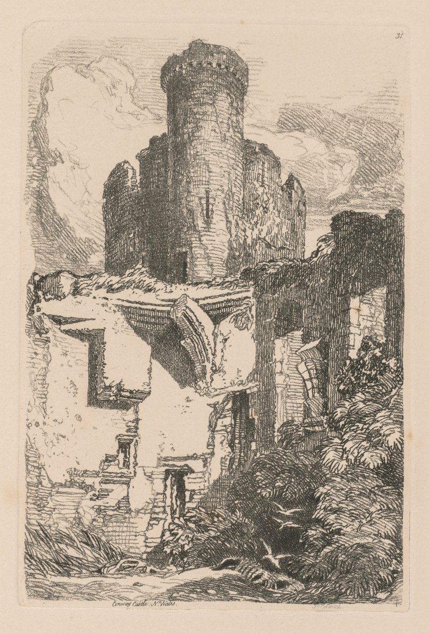 Księga Studiów: Tablica 31, Zamek Conway, Płn. Walia autorstwa John Sell Cotman