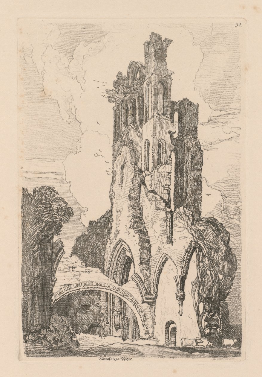 Księga Studiów: Tablica 34, Opactwo Llanathony, Monmouthshire autorstwa John Sell Cotman