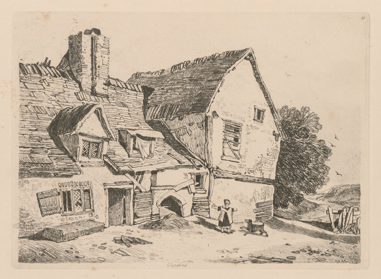 Liber Studiorum: Tablica 38, Widok na Deptford autorstwa John Sell Cotman