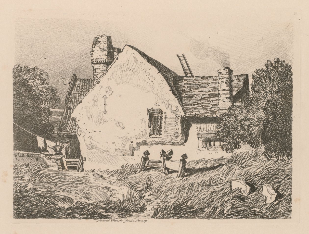Liber Studiorum: Tablica 39, Widok na Ashdted, Surrey, 1838 autorstwa John Sell Cotman