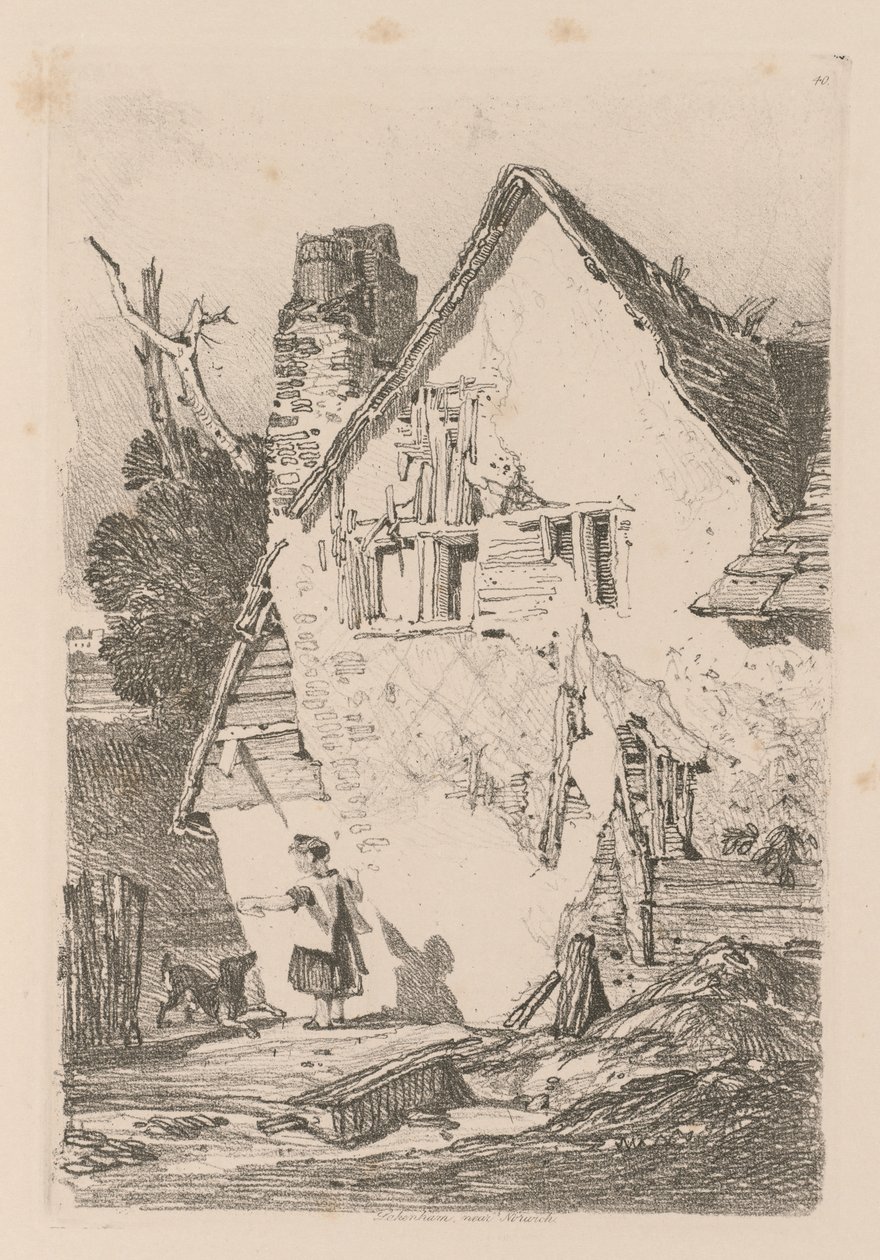Liber Studiorum: Tablica 40, Lakenham, niedaleko Norwich, 1838. autorstwa John Sell Cotman