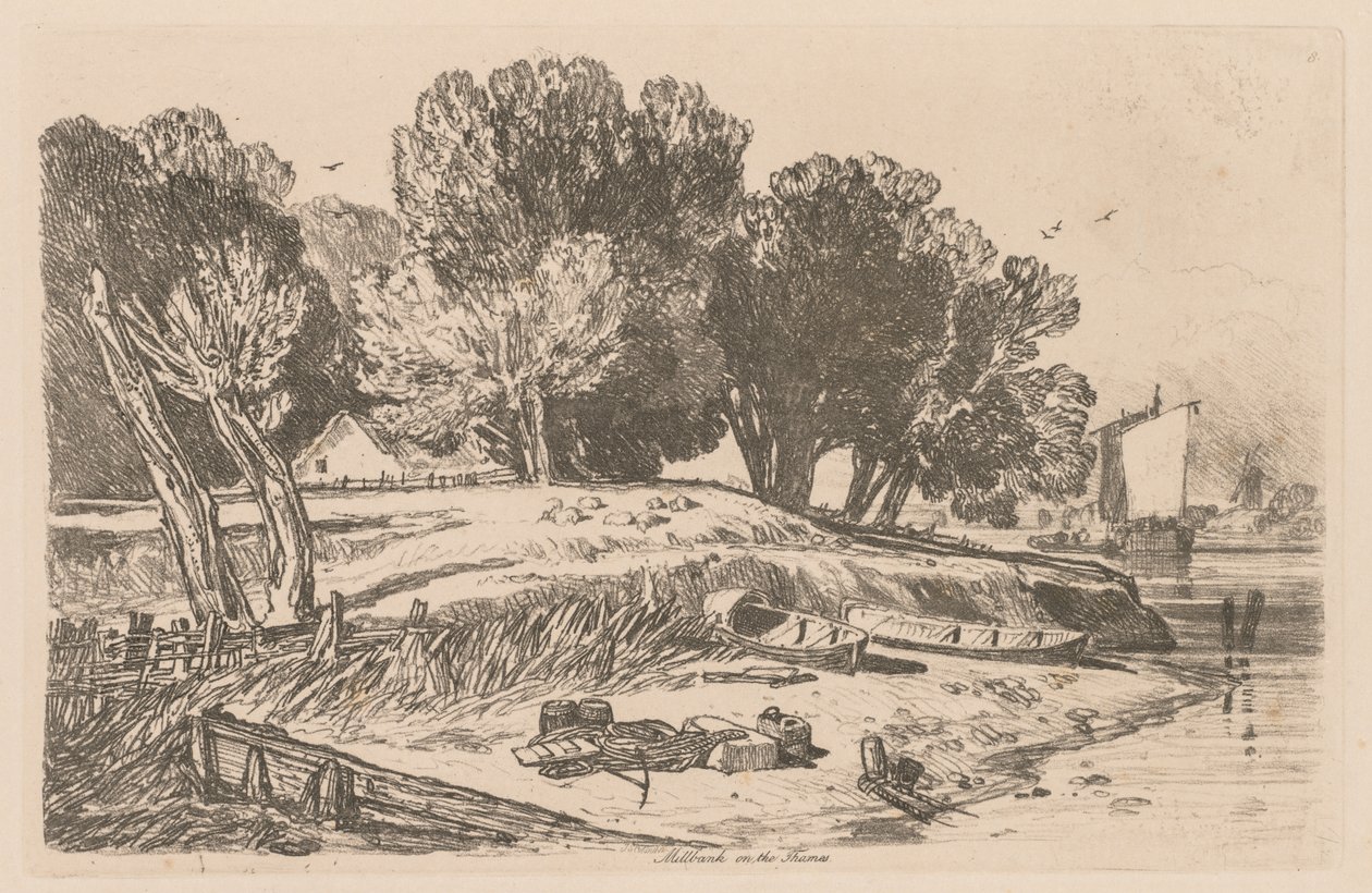 Liber Studiorum: Płyta 8, Millbank nad Tamizą autorstwa John Sell Cotman