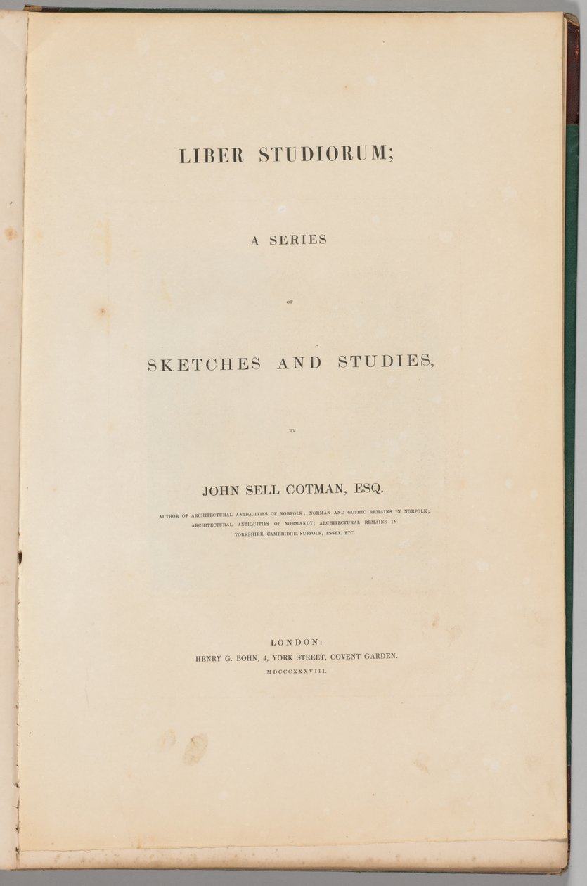 Księga studiów: Strona tytułowa, 1838 autorstwa John Sell Cotman