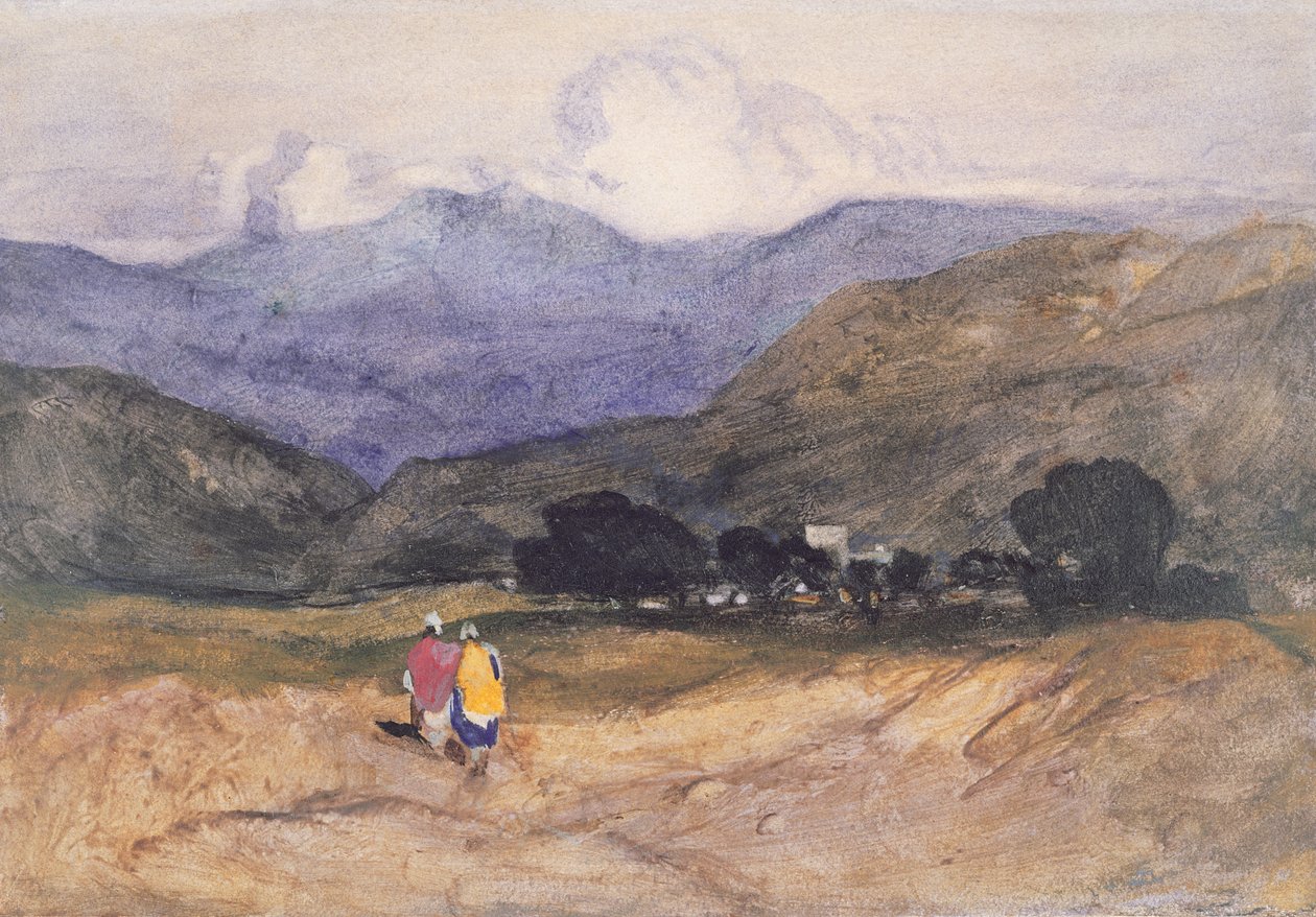 Pejzaż górski z postaciami (akwarela i gwasz na papierze) autorstwa John Sell Cotman
