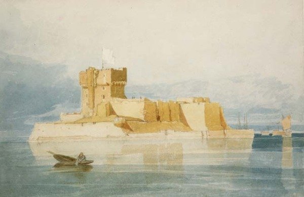 No.1477 Fort St. Marcouf, niedaleko Quineville, w Rade de la Hougue w Normandii autorstwa John Sell Cotman