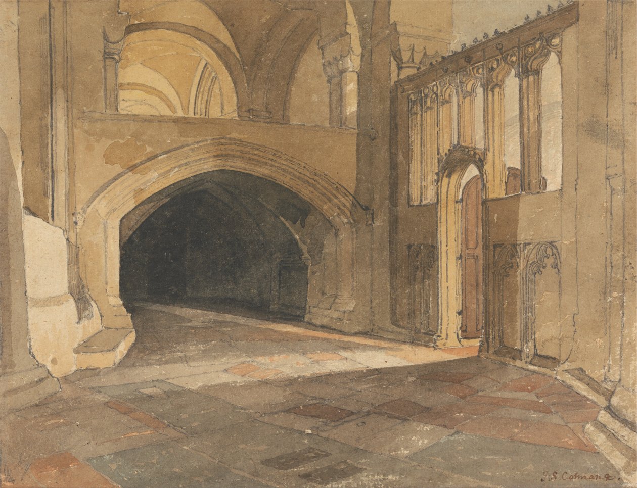 Katedra w Norwich: Wejście do Kaplicy Jezusa autorstwa John Sell Cotman