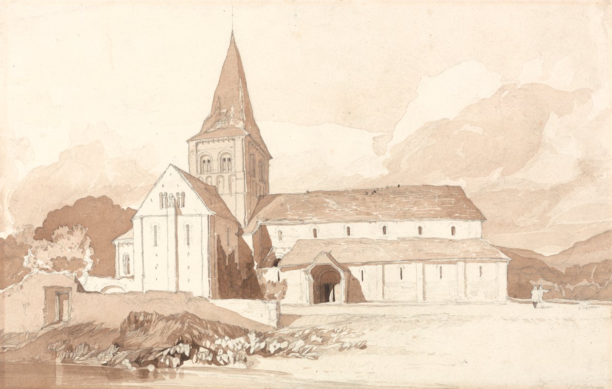 Notre Dame na wodzie, Domfront, Normandia autorstwa John Sell Cotman