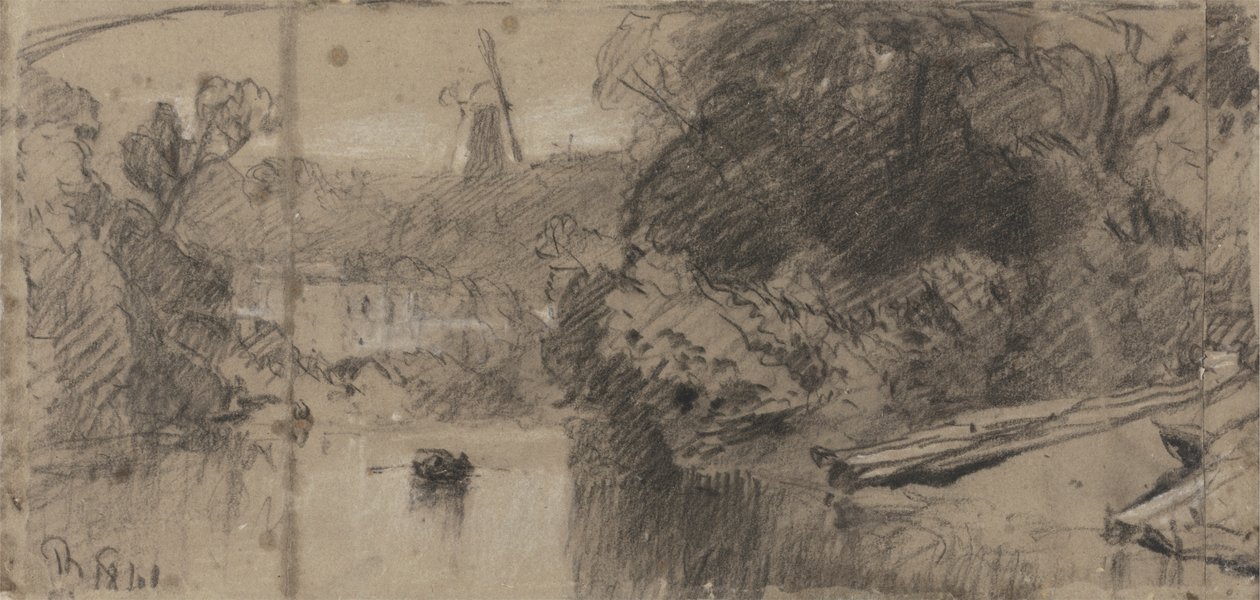 Krajobraz rzeczny, prawdopodobnie w pobliżu Thorpe, Norfolk autorstwa John Sell Cotman