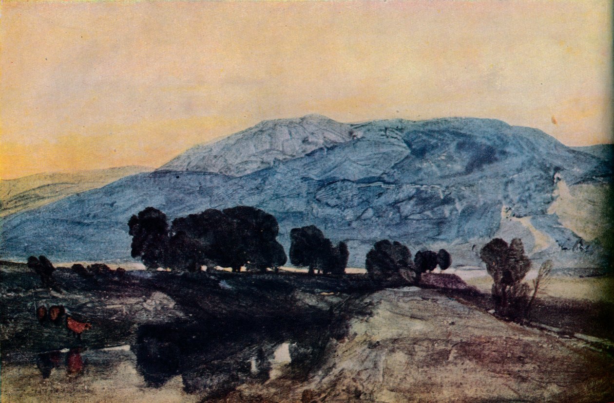 Skalisty krajobraz, Zachód słońca, XIX w. autorstwa John Sell Cotman