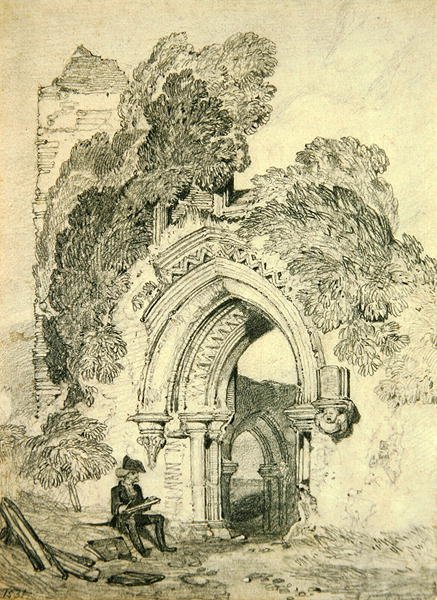 Ruiny romańskie (ołówek na papierze) autorstwa John Sell Cotman