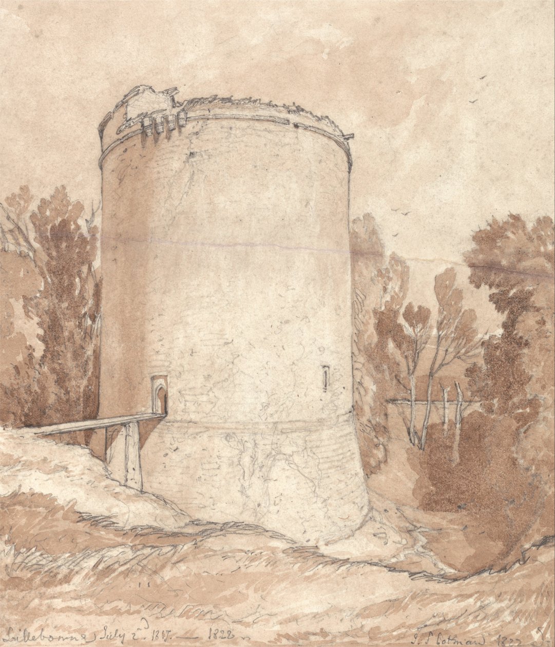Okrągła wieża, zamek Lillebonne, Normandia autorstwa John Sell Cotman