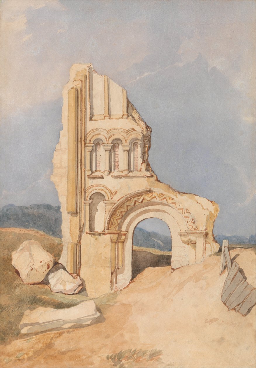 Ruiny normańskiego kościoła autorstwa John Sell Cotman