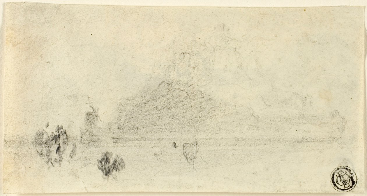 Szkic Mont Saint Michel (recto); Budynki obok wody (verso) autorstwa John Sell Cotman
