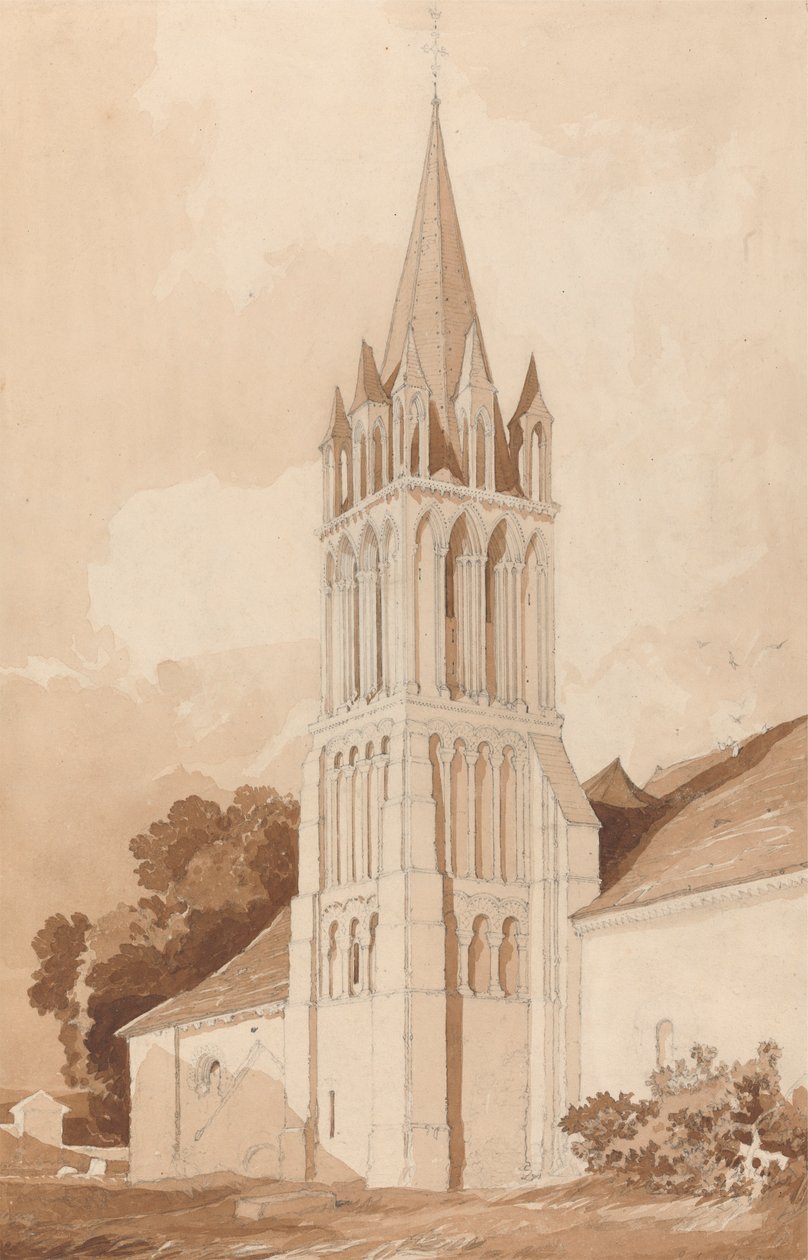 Południowo-wschodni widok kościoła Ifs, niedaleko Caen, Normandia autorstwa John Sell Cotman