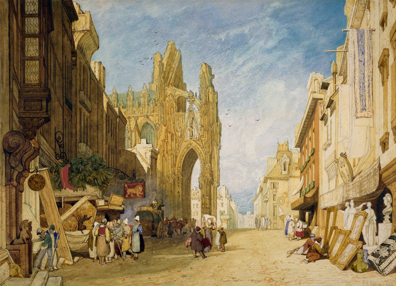 Scena uliczna w Alencon, Normandia autorstwa John Sell Cotman