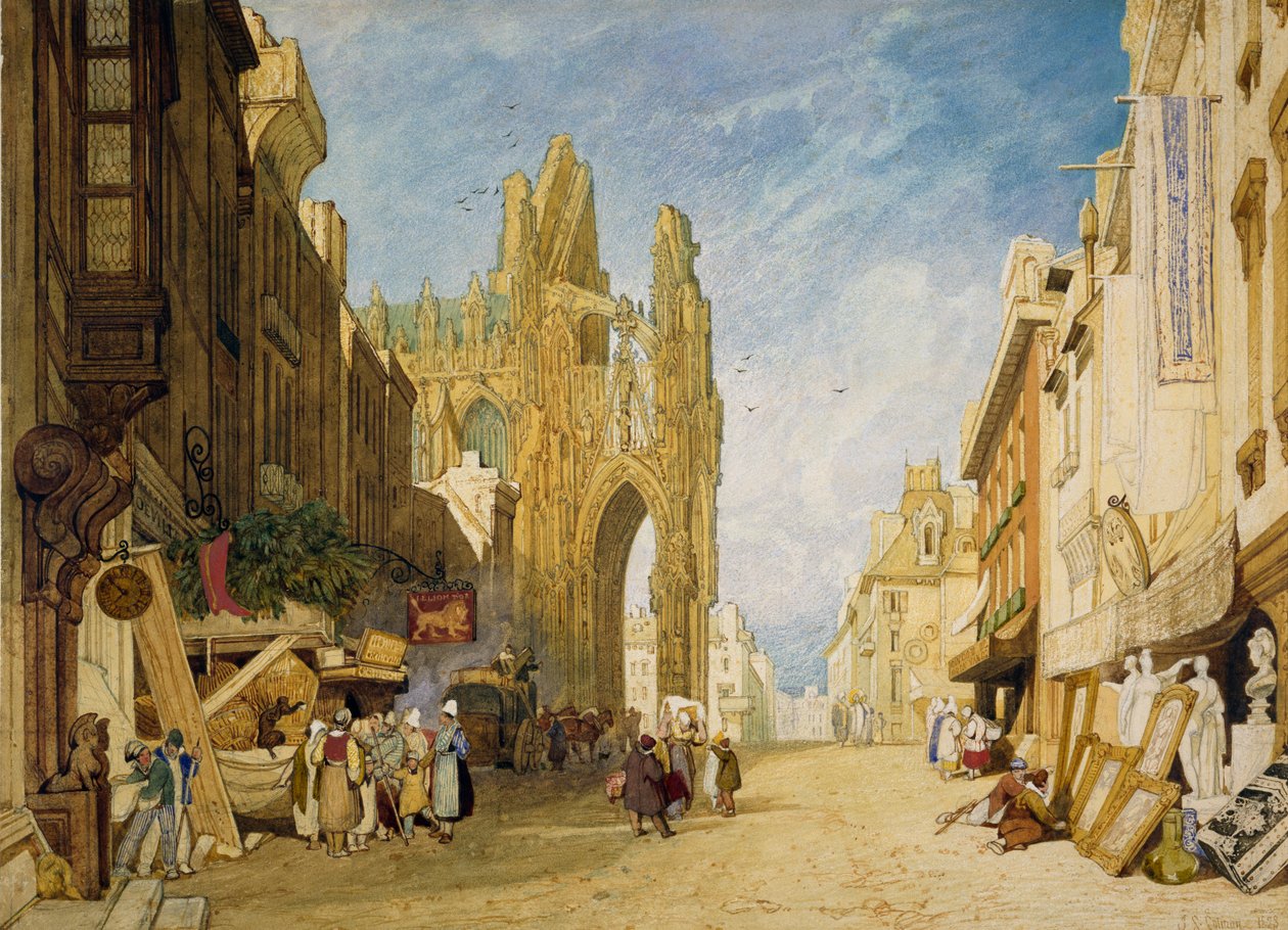 Scena uliczna w Alencon, Normandia, 1828 autorstwa John Sell Cotman