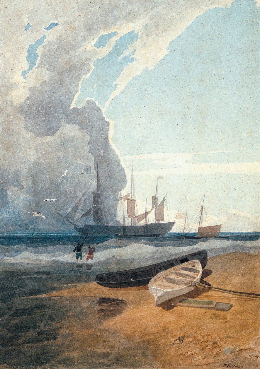 Mars, Jazda na kotwicy na Cromer, ok. 1807 (ołówek, wc na papierze) autorstwa John Sell Cotman