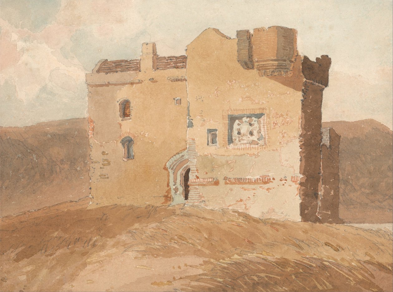 Niezidentyfikowany zamek (dawniej nazywany zamkiem Clanbury) autorstwa John Sell Cotman