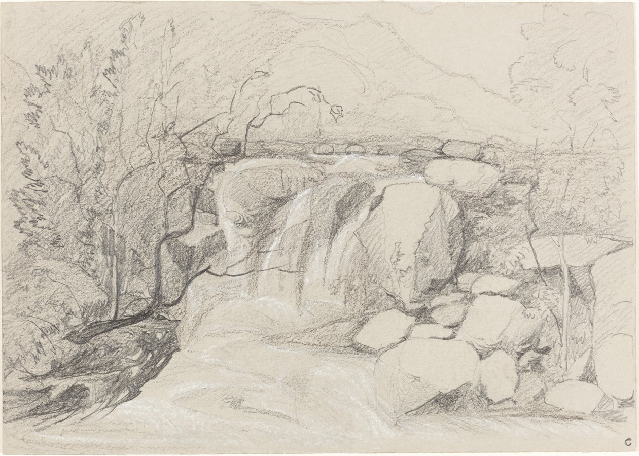 Wodospad ze skałami autorstwa John Sell Cotman