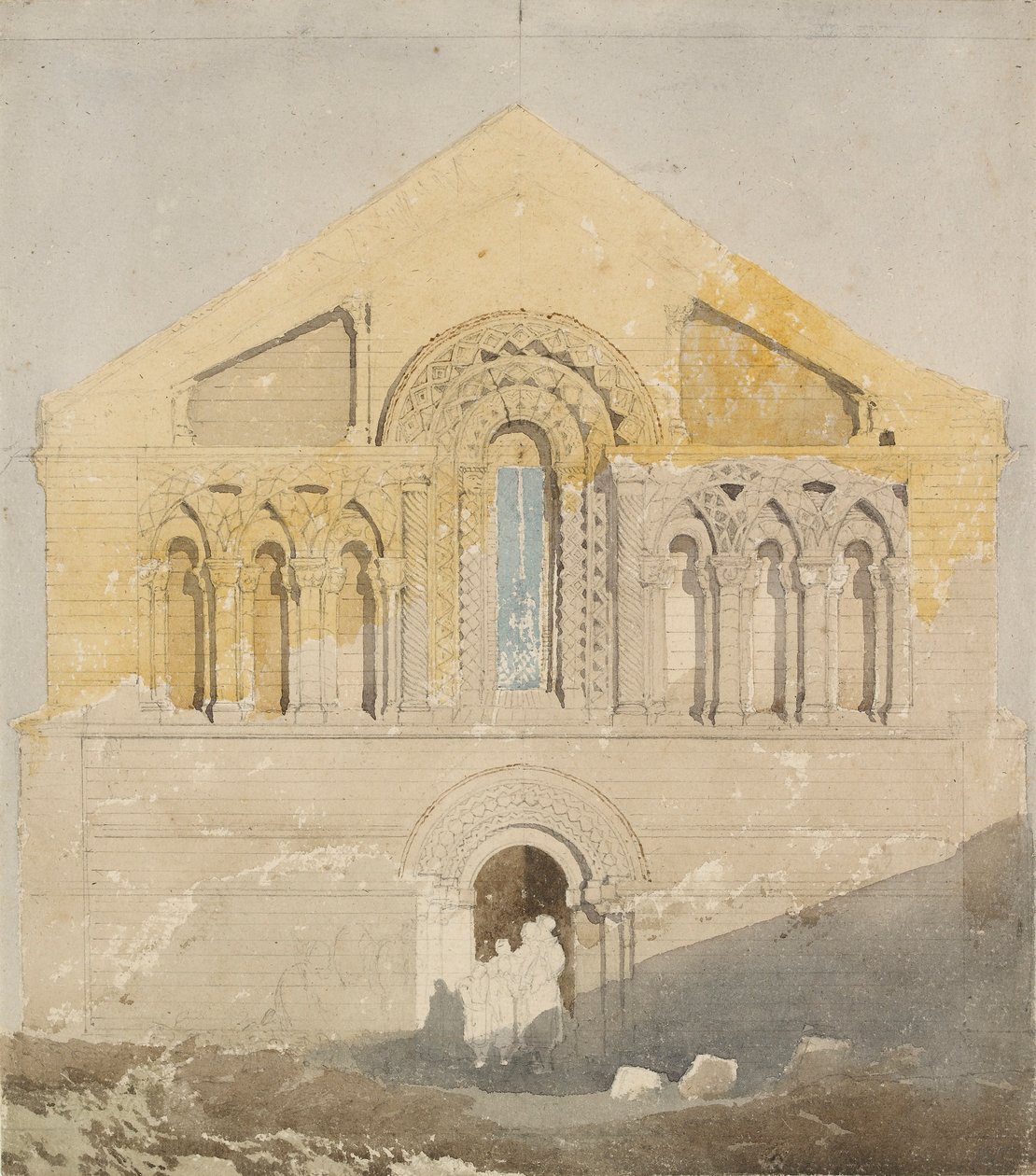West Front of Castle Rising Church, Norfolk, początek XIX wieku autorstwa John Sell Cotman