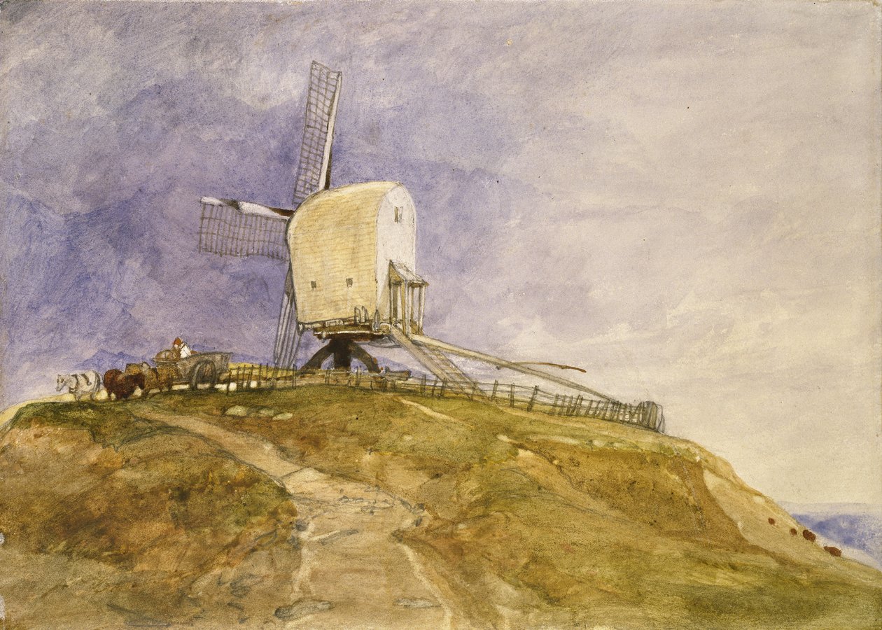 Wiatrak na wzgórzu, XIX w. autorstwa John Sell Cotman