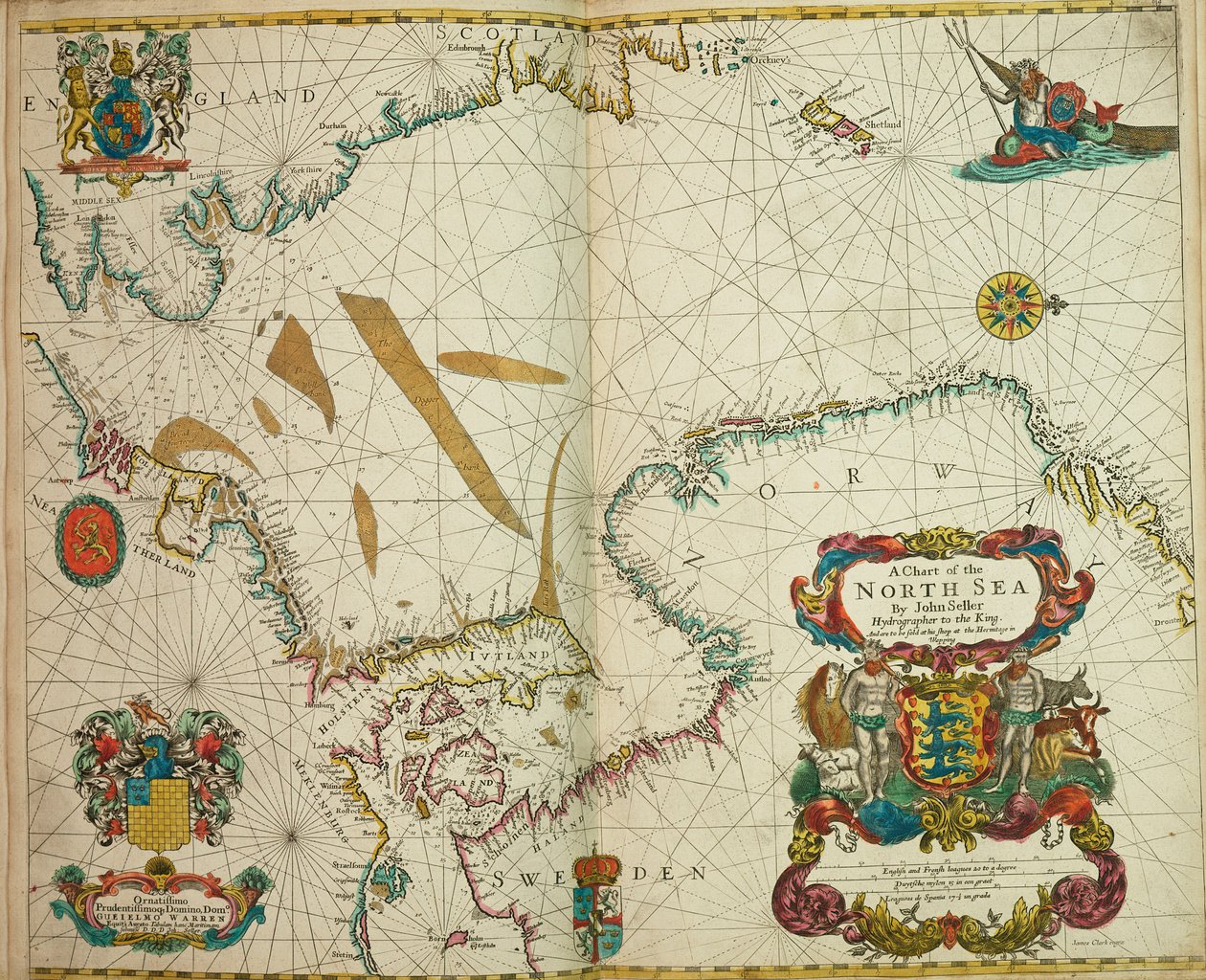 Mapa Morza Północnego autorstwa John Seller