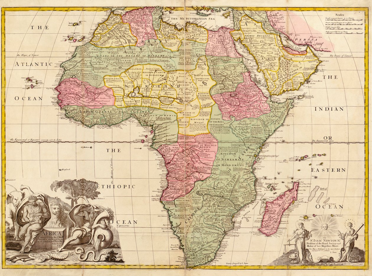 Afryka, z geografii współczesnej, ok. 1725 autorstwa John Senex
