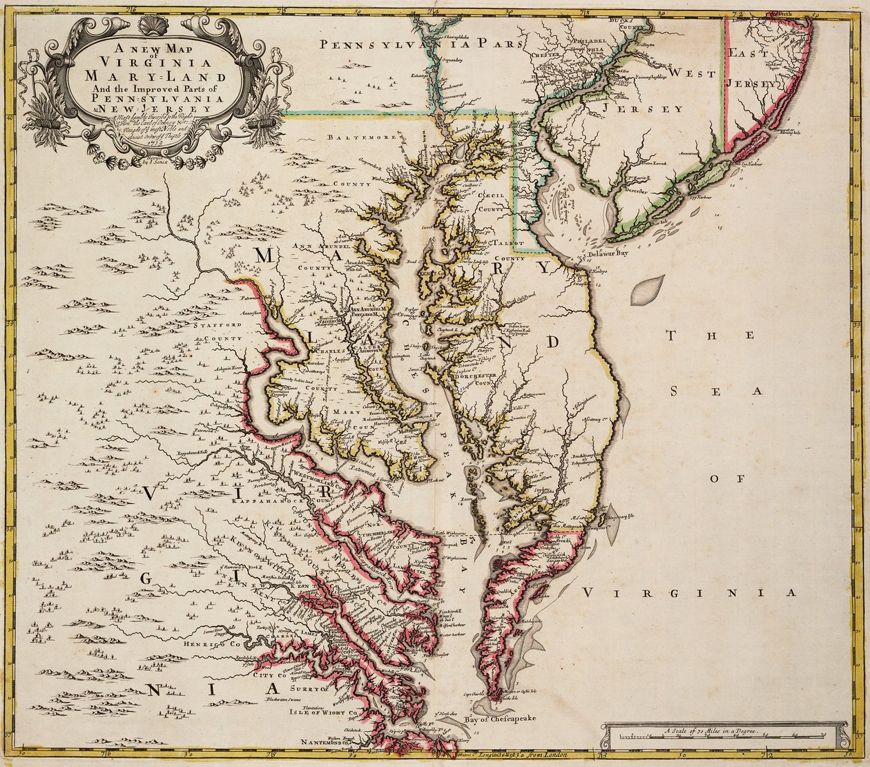 Mapa Wirginii autorstwa John Senex